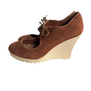 Cognac suede Wedges 40